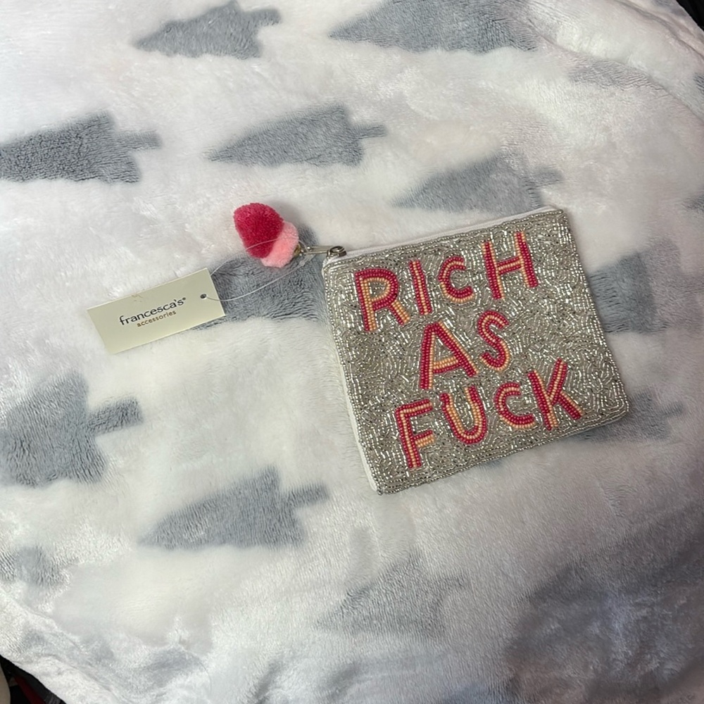 NWT Rich As F beaded coin wristlet